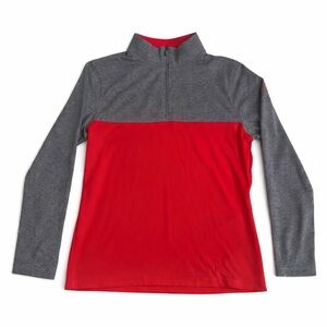 Under Armour Boys 1/4 Zip Pullover Size Youth M Gray Red Athletic Top